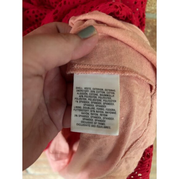 Anthropologie Postmark Dress Sunstream Eyelet Red Boho Prairie Cutout - Picture 13 of 14